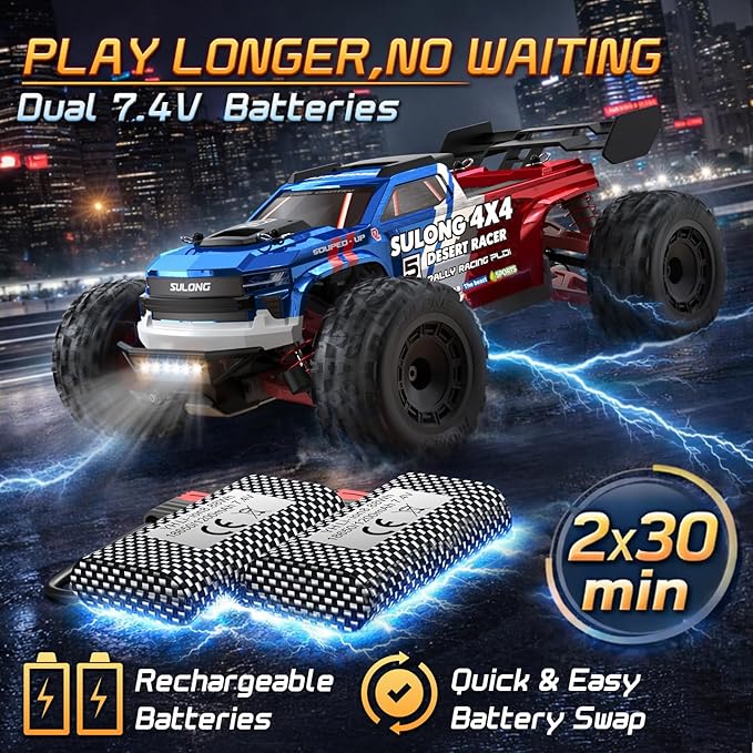 Scientoy 1/16 RC Cars 45 KPH 4WD All Terrain RC Truck Offroad High Speed Remote Control Car with 2 Batteries 60 Min Runtime Hobby Grade RC Vehicle for Teens &amp Adults