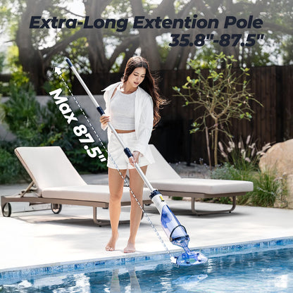 Pool Vacuum for Above Ground Pool, JESIMAIK 18.5 GPM Suction Rechargeable Pool Cleaner with Telescopic Pole, 60Min Runtime, Fast Charging Pool Vacuum for Above Ground or Inground Pools, Spas, Hot Tubs