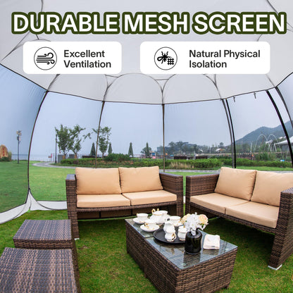 Alvantor 15'x15' Pop Up Screen House Tent, Instant Outdoor Gazebo with Mosquito Netting & UPF 50+ Sun Protection, Portable Canopy Shelter for Patio, Backyard, Camping (12-15 Person),Grey