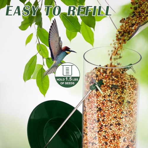 FEED GARDEN Metal Bird Feeder - 6-Port Squirrel-Proof Tube Feeder, Weather Resistant, 13 Inch