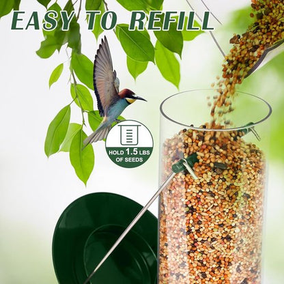 FEED GARDEN Metal Bird Feeder - 6-Port Squirrel-Proof Tube Feeder, Weather Resistant, 13 Inch