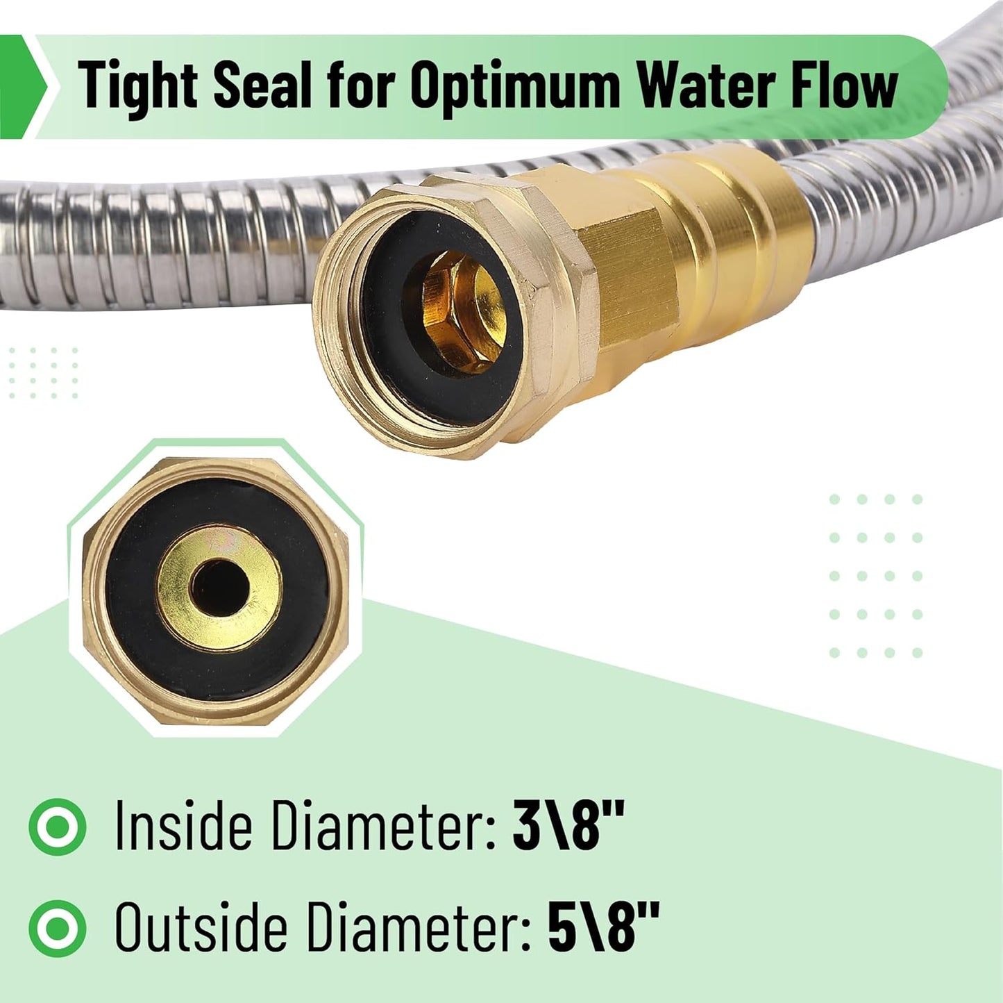 UNCO Stainless Steel Garden Hose - 10 Feet No Kink Design for Durable Outdoor Use