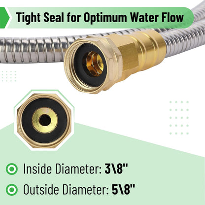 UNCO Stainless Steel Garden Hose - 10 Feet No Kink Design for Durable Outdoor Use