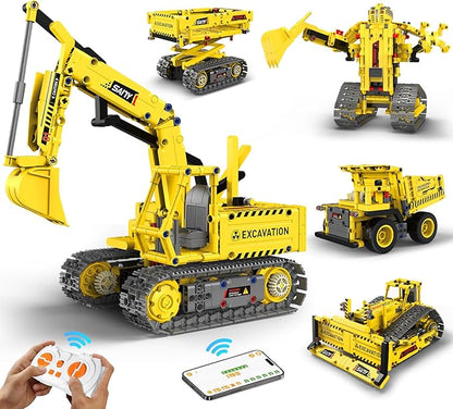 aukfa Excavator Robot Building Toys for Boys STEM Projects for Kids Ages 8-12 Remote &amp APP Control Stem Kits Learning Educational Building Kit Dinosaur Robot Toy Gifts for Boys Girls (555 Pieces