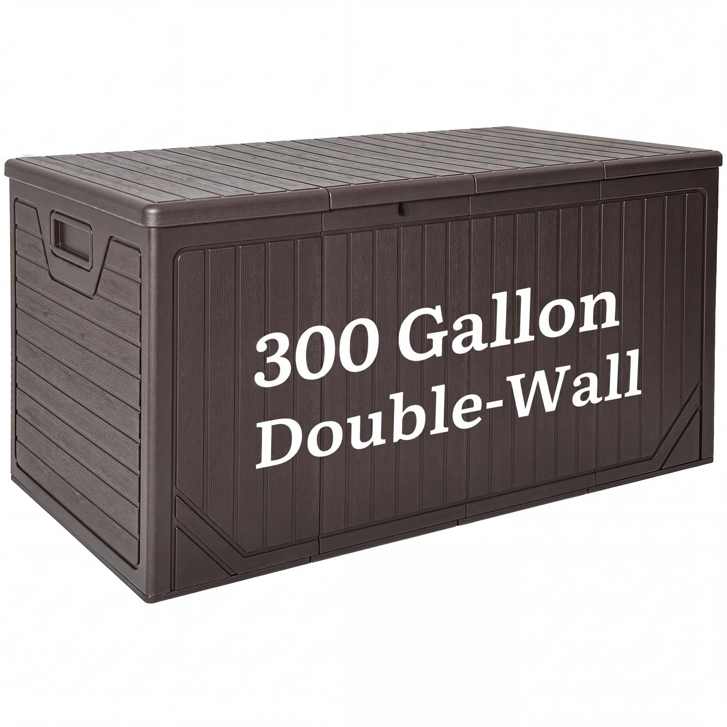 YITAHOME XXL 300 Gallon Extra Large Outdoor Deck Box, Lockable Resin Double-Wall Storage Box and Waterproof Patio Furniture Bin for Garden Tools & Pool Accessories, Brown