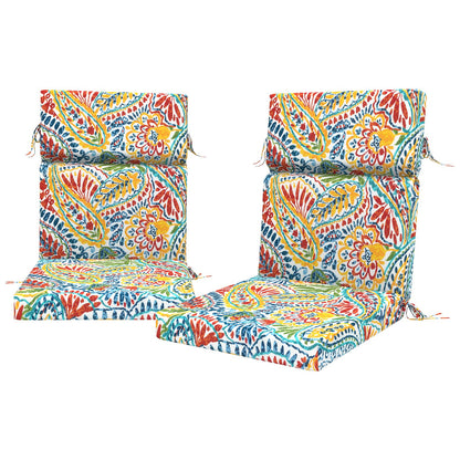 DYTXIII Outdoor High Back Chair Cushions Set of 2, 44"x22" Water Repellent Patio Seat Cushions with Elastic Sponge, All Weather Chair Pads for Rocking, Dining Chairs, Patio Furniture - Paisley Multi