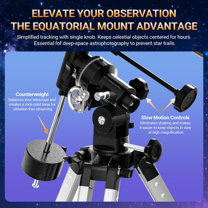 NACATIN Telescope, 90mm EQ Refractor Telescope for Adults & Professionals, High Powered Portable Telescope with Phone Adapter for Astrophotography, Easy Setup Travel Telescope to See Moon,Planet