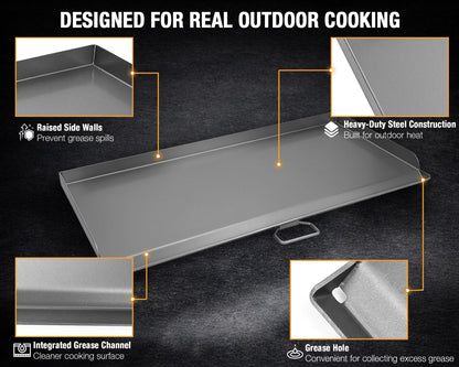 Hisencn Cast Iron Flat Top Fry Griddle for Camp Chef 3 Burner Stove, Griddle Top for Camp Chef Stove, GB90D, TB90LW, TB90, TB90LWG, TB90LWG15,SPG90B,CCH3,Portable Outdoor Stove Accessories,16 x 37 in