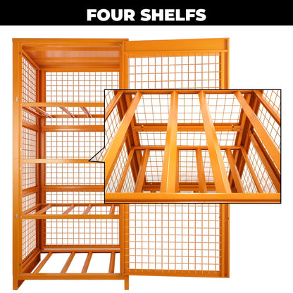Sidasu Propane Tank Storage Cage for 8 Cylinders-31.5"x30"x67", Lockable Outdoor Storage Box with Split Doors, Heavy Duty Cylinder Storage Cabinet, Yellow Powder Coated,Fits 3,5,11,20,30,33lb Tanks