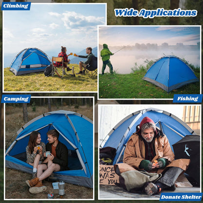 Woanger 12 Pack Bulk 2 Person Camping Tents for Homeless Lightweight Outdoor Tent with Rain Fly and Carrying Bag Waterproof Windproof Setup for Homeless Camping Backpacking(Blue)
