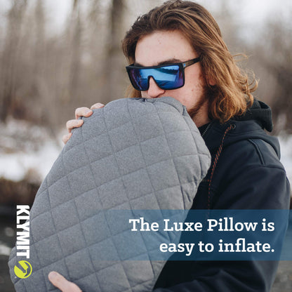 Klymit Luxe Travel Pillow and Insulated Static V Inflatable Sleeping Pad Bundle for Camping and Backpacking
