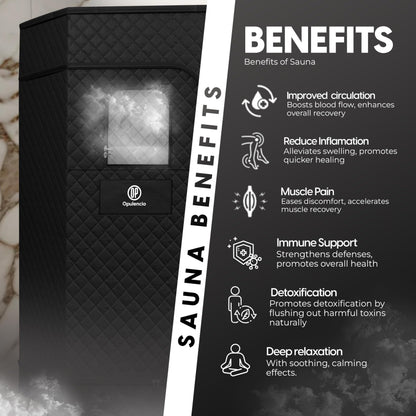 Opulencio Portable Sauna and Cold Plunge Combo - Spacious at Home Sauna Box with Ice Tub, Portable Steam Sauna Tent with 3L Steamer, Fast Heating with 9 Levels, Chair, Remote, 5.9' x 2.9' x 2.9'