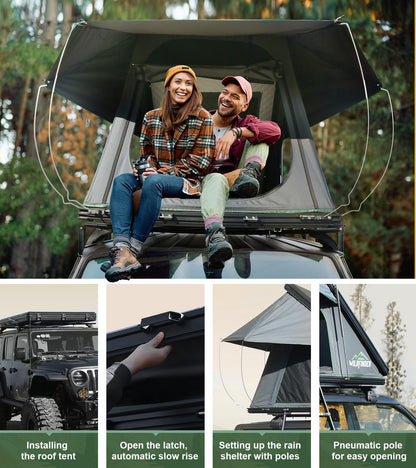 WildFinder Rooftop Tent Hard Shell Roof Top Tent Hardshell Suitable for Jeep SUV Truck Van, 2-3 Person, Gray
