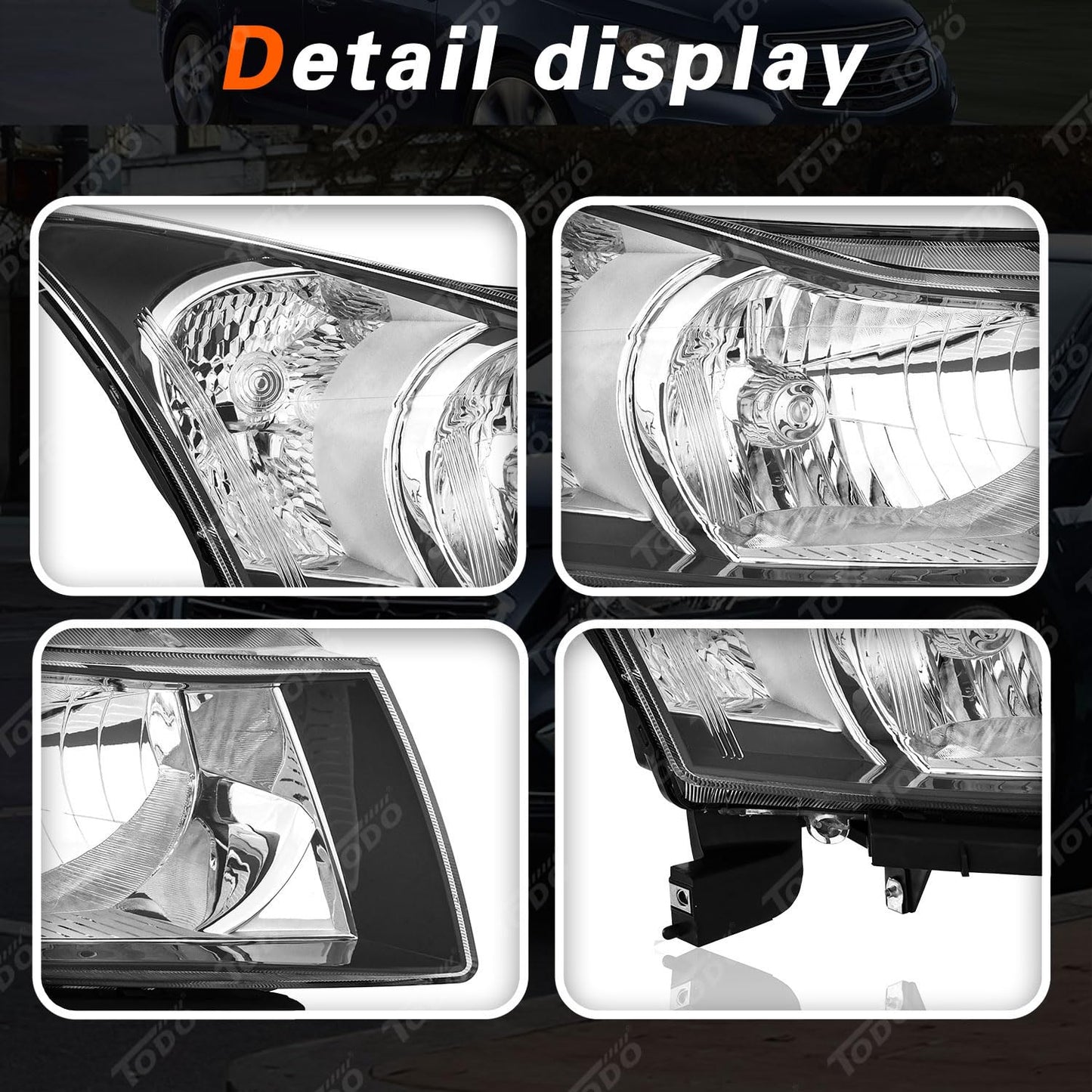 TODO Headlights Assembly Compatible with 2011-2015 Chevy Cruze Diesel Headlight Assemblies Headlamp Driver Left & Passenger Right Side