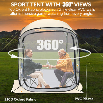 Outdoor All Weather Pop Up Sport Tent, 51×51×67 in, 1-3 Person Instant Tent Shelter,Rainproof Camping Sun Shelter Coldproof & Windproof Spacious Interior with Outdoor Camping Activities Fishing