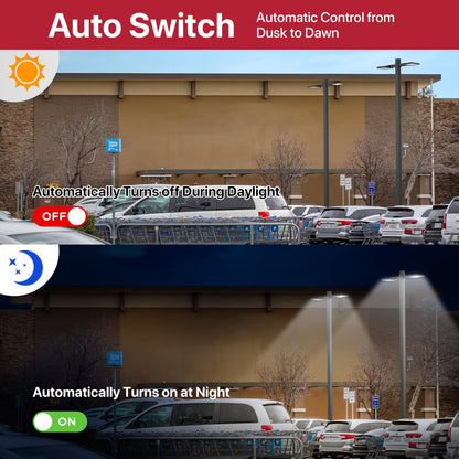 Kifflux 200W LED Parking Lot Lights Arm Mount 24000LM 5000K 120V Street Area Light Commercial Grade with Photocell LED Pole Flood Lighting Outdoor Shoebox Light for Yard/Parking Lot- 2Pack