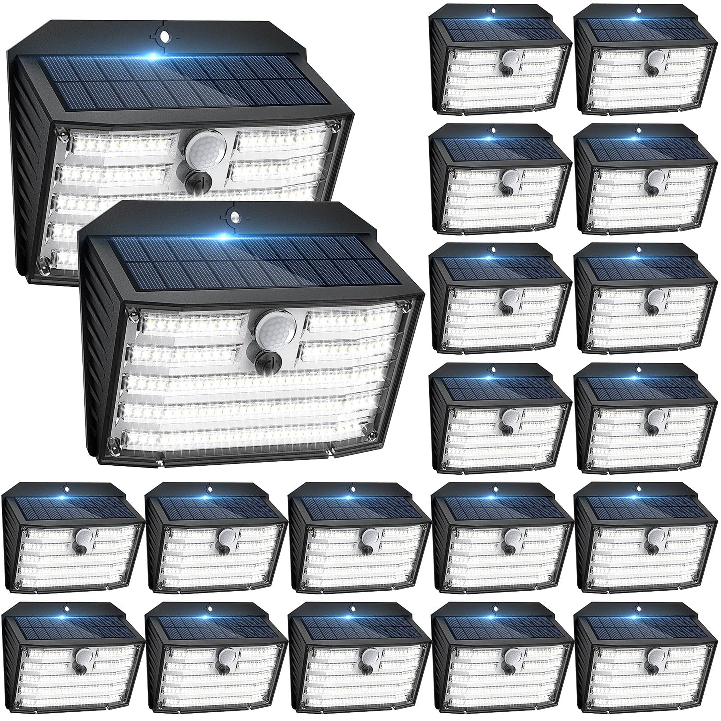[20 Packs] Solar Motion Lights Outdoor, Ultra Bright Solar Fence Lights with Motion Sensor, IP65 Waterproof Security Light 3 Modes, 270° Lighting Angle, Wall Lights for Deck Patio Fence Garage Door
