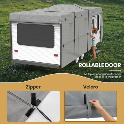 Leader Accessories Windproof RV Cover 18' -20' Travel Trailer Cover Extra Thick Camper Cover - Anti-uv & Ripstop with 4 Tire Covers, Adhesive Repair Patches