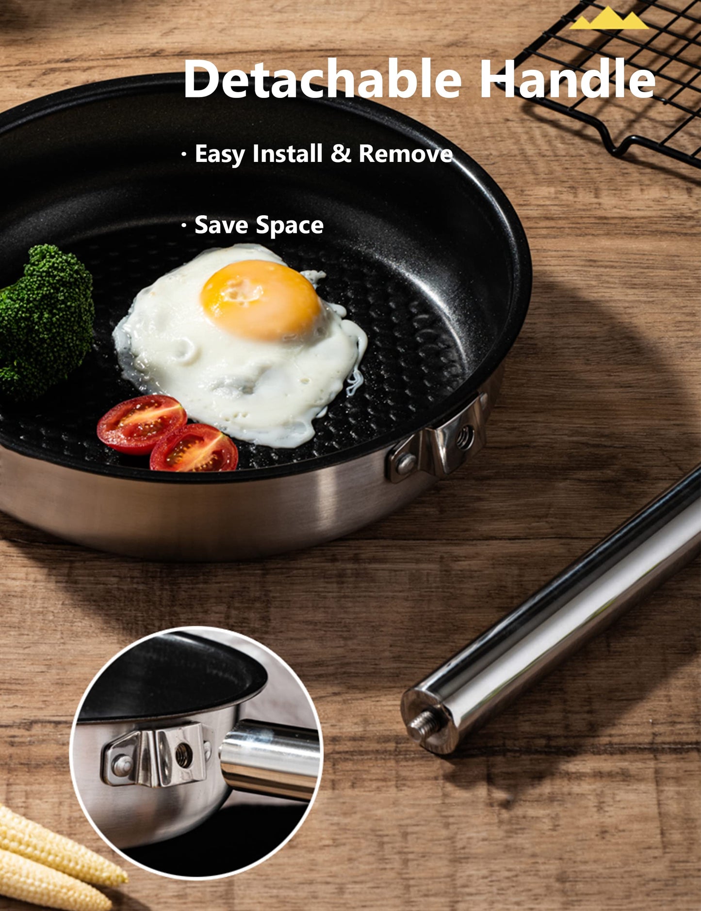 CretFine EssentialKit Camping Cookware Set Stainless Steel Pots and Pan with Detachable Handle and Oxford Cloth Bag for 4-8, Perfect for Openfire Camp Kitchen, Picnic, BBQ, Traveling, Emergency