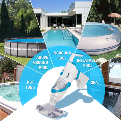 CZYBYTE Handheld Pool Vacuum Cleaner, Rechargeable Pool Bottom Cleaner with Strong Suction, 1 H Runtime,for Above Ground/Inground Pools, Spas and Hot Tubs, White