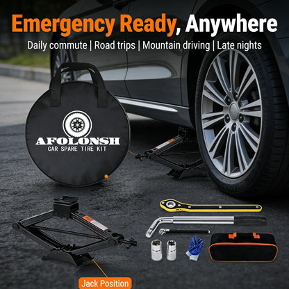 Afolonsh Spare Tire Kit Compatible with 2019-2026 Cadillac CT5 And CT5-V | 135/80R18 Spare Wheel on 18x4 Rim | 5x120 Bolt Pattern | 26.5" Rolling Diameter | Includes Car Jack Kit & Tire Carrying Case