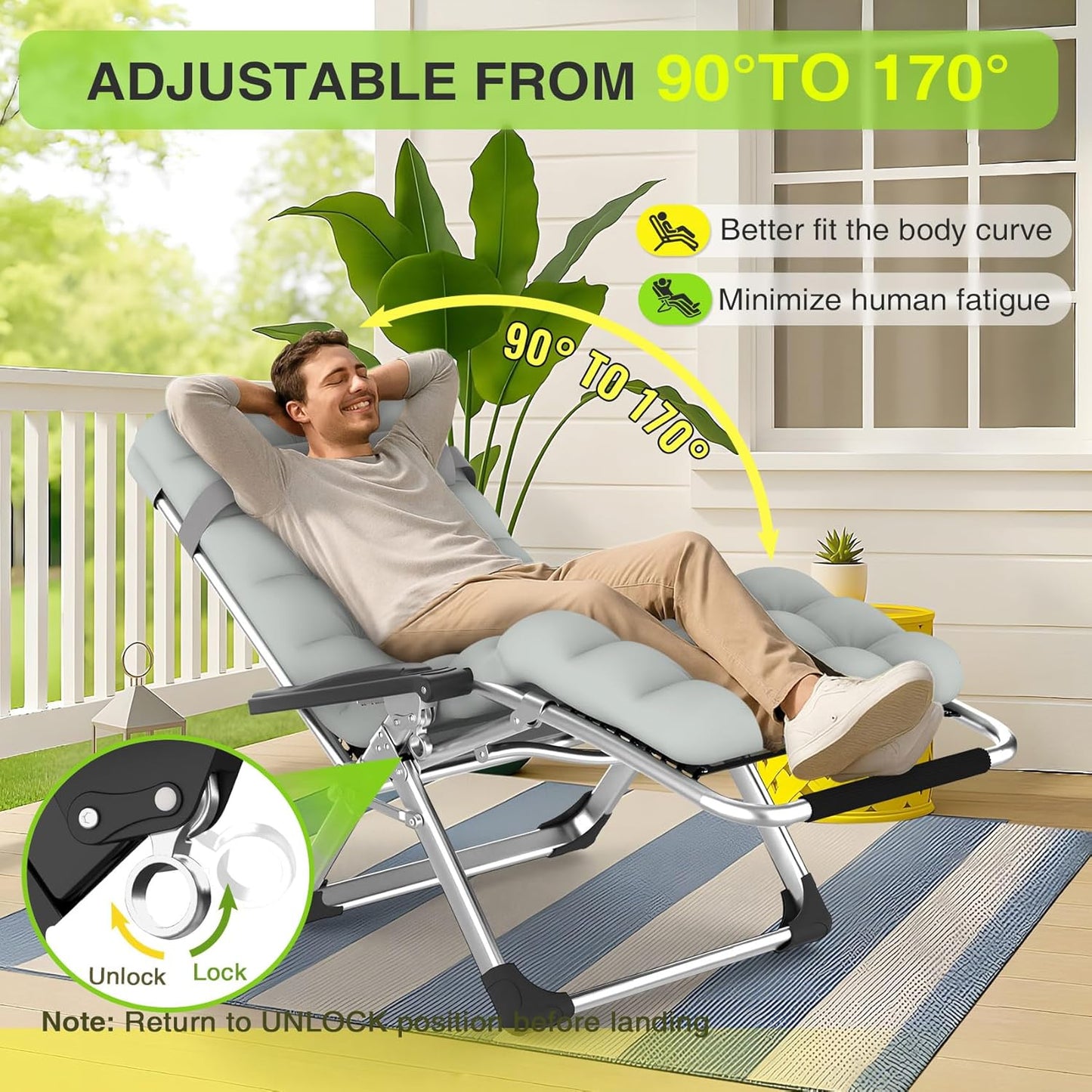 Suteck Zero Gravity Chair - Reclining Camping Lounge Chair with Removable Cushion & Cup Holder | Outdoor & Indoor Use