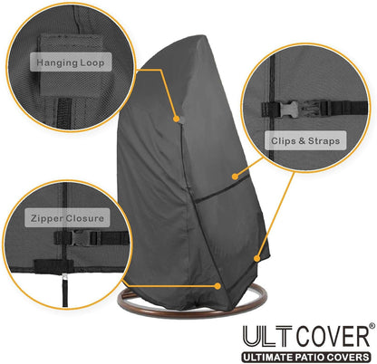 ULTCOVER Patio Egg Chair Cover - Waterproof Protection for Single Seat Swing | 45W x 33D x 68H Inches, Black