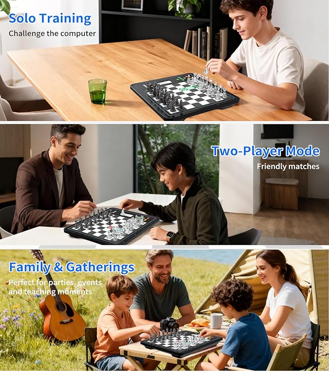 Electronic Chess Board L6 with LED Lights Computer Chess Set with Piece Position Display Chess Computer Game for Beginners and Lovers