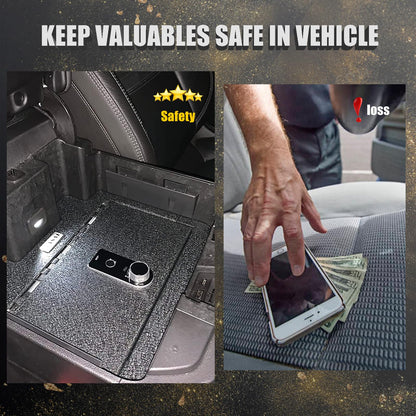 Center Console Gun Safe Vault - WASAI Premium In-vehicle Console Lock Box Compatible with Ford F-150 2021-2024, Fingerprint Lock with Key.
