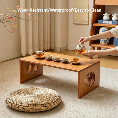 Ekjkldo Folding Coffee Table, Foldable Japanese Floor Table No Assembly, Low Coffee Table for Sitting On The Floor, Small Coffee Tables for Living Room Meditation Tea Room Tatami Dining 39.4 Inch