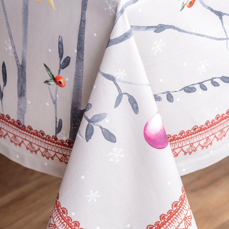 Maison d' Hermine Table Cloth Rectangle Table 100% Cotton 70 x 90 Inches Fall Tablecloth Reusable Everyday Use for Thanksgiving Christmas Decorations Dining Farmhouse Party (Fairy Christmas)
