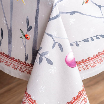 Maison d' Hermine Table Cloth Rectangle Table 100% Cotton 70 x 90 Inches Fall Tablecloth Reusable Everyday Use for Thanksgiving Christmas Decorations Dining Farmhouse Party (Fairy Christmas)