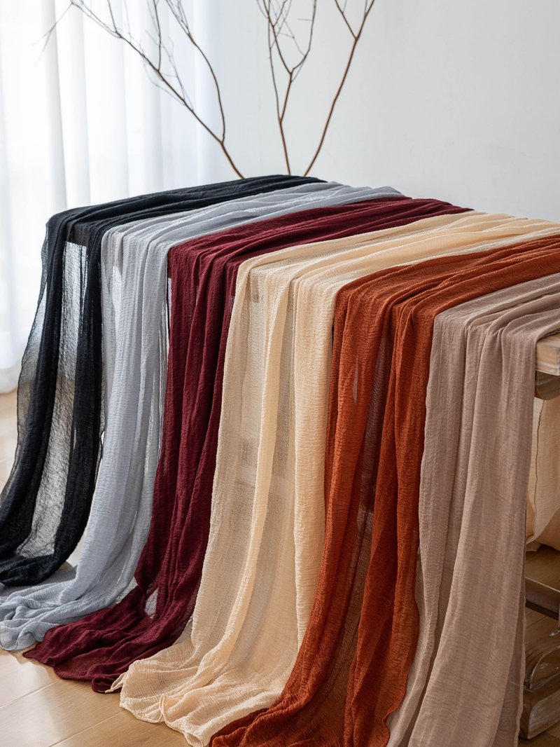 Keketoarrange 3pcs Dusty Blue Gauze Rustic Cheesecloth Table Runner 120 Inch 10 FT for Wedding Baby Shower Bridal Shower Birthday Engagement Garden Outdoor Party Long Sheer Boho Decorations