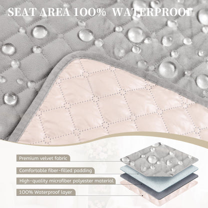 SYJOVIA Sectional Couch Covers for Dogs 100% Waterproof Corner L Shaped Sofa Cover Pet Friendly Velvet Washable Anti Slip L Shape Modular Sofa Slipcover Protector with Pockets (Light Gray, Small)