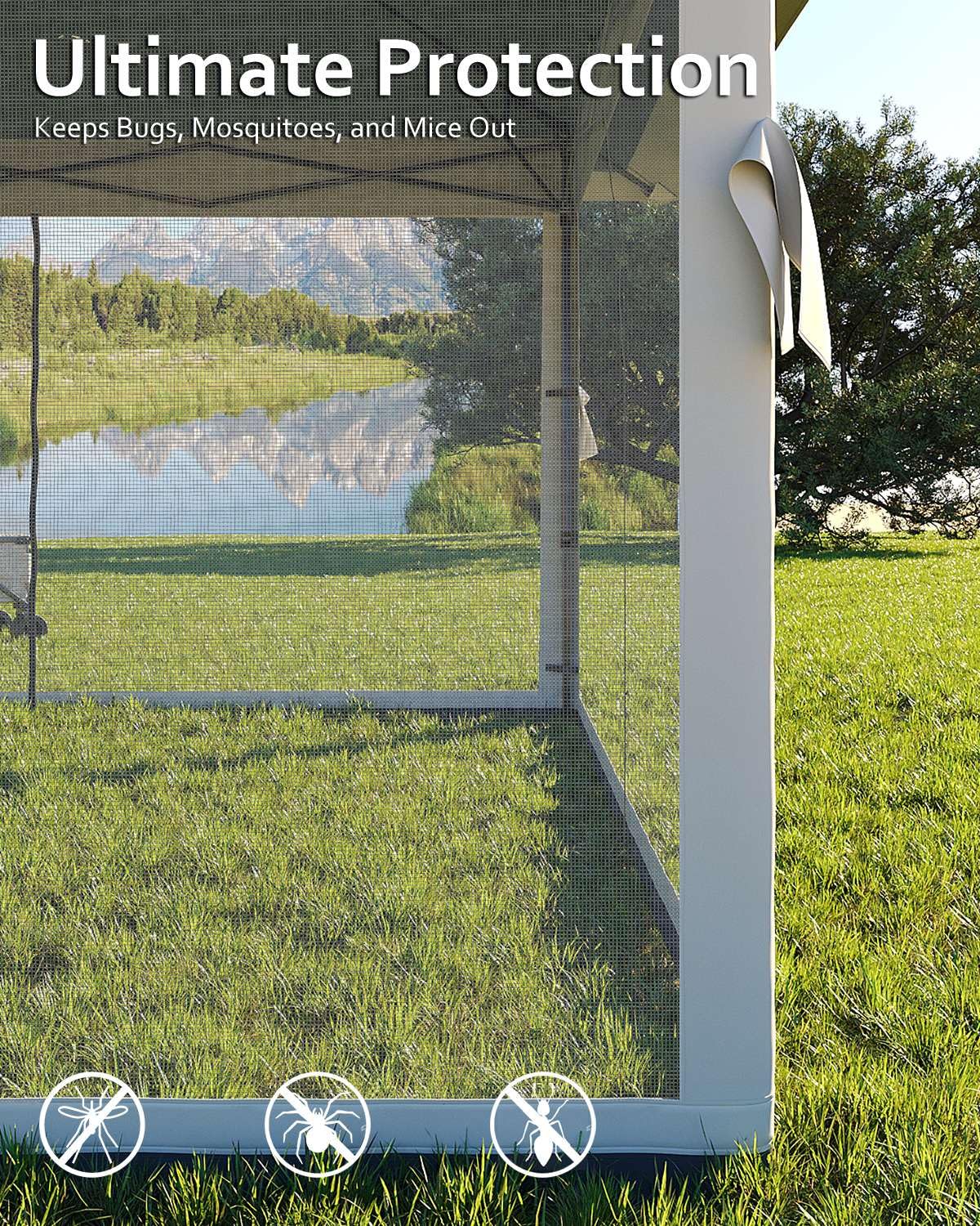 Garveelife Canopy Tent 13x13, Pop Up Gazebo Tent Easy Setup with 4 Sand Bags for Backyard Garden Patio, Mosquito Netting & Height Adjustable - Green