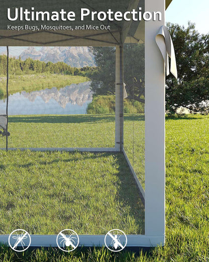 Garveelife Canopy Tent 13x13, Pop Up Gazebo Tent Easy Setup with 4 Sand Bags for Backyard Garden Patio, Mosquito Netting & Height Adjustable - Green