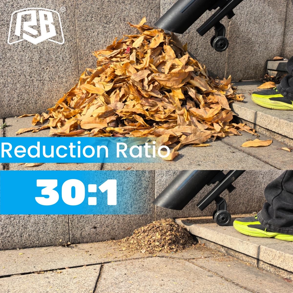 RB 40V Leaf Blower and Vacuum Combo - Powerful Cordless Leaf Vacuum Mulcher with 4.0Ah Battery, 30:1 Mulching, 12L Bag, Adjustable Handle