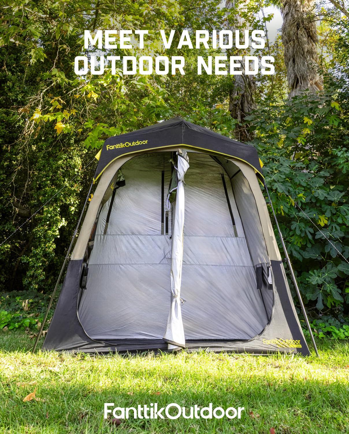 FanttikOutdoor Zeta A2 Pro Shower Tent 2 Rooms, Portable Privacy Shelter for Shower & Dressing, Instant Setup in 60 Seconds with Rainfly & Windproof, Ideal for Camping & Hiking, Fishing, Beach