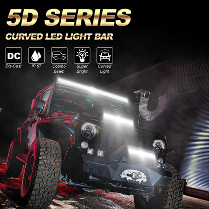 Auxbeam 42” LED Light Bar 240W LED Work Light Off Road Lights Spot Flood Combo Beam 80pcs3W Curved 5D Lens for Car SUV UTV ATV Pickup Truck with Wiring Harness