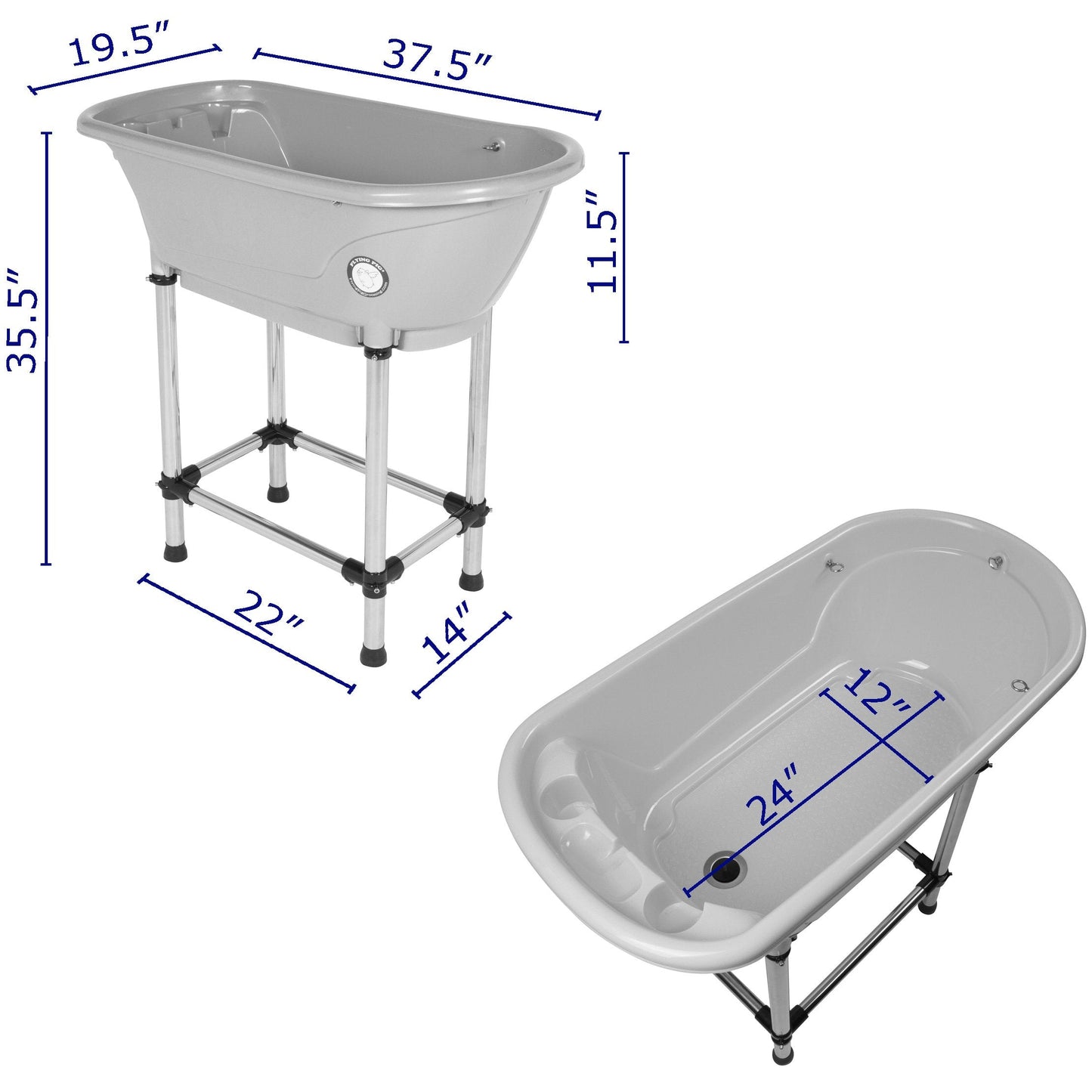 Flying Pig™ Pet Dog Cat Portable Bath Tub (Blue, 37.5"x19.5"x35.5")