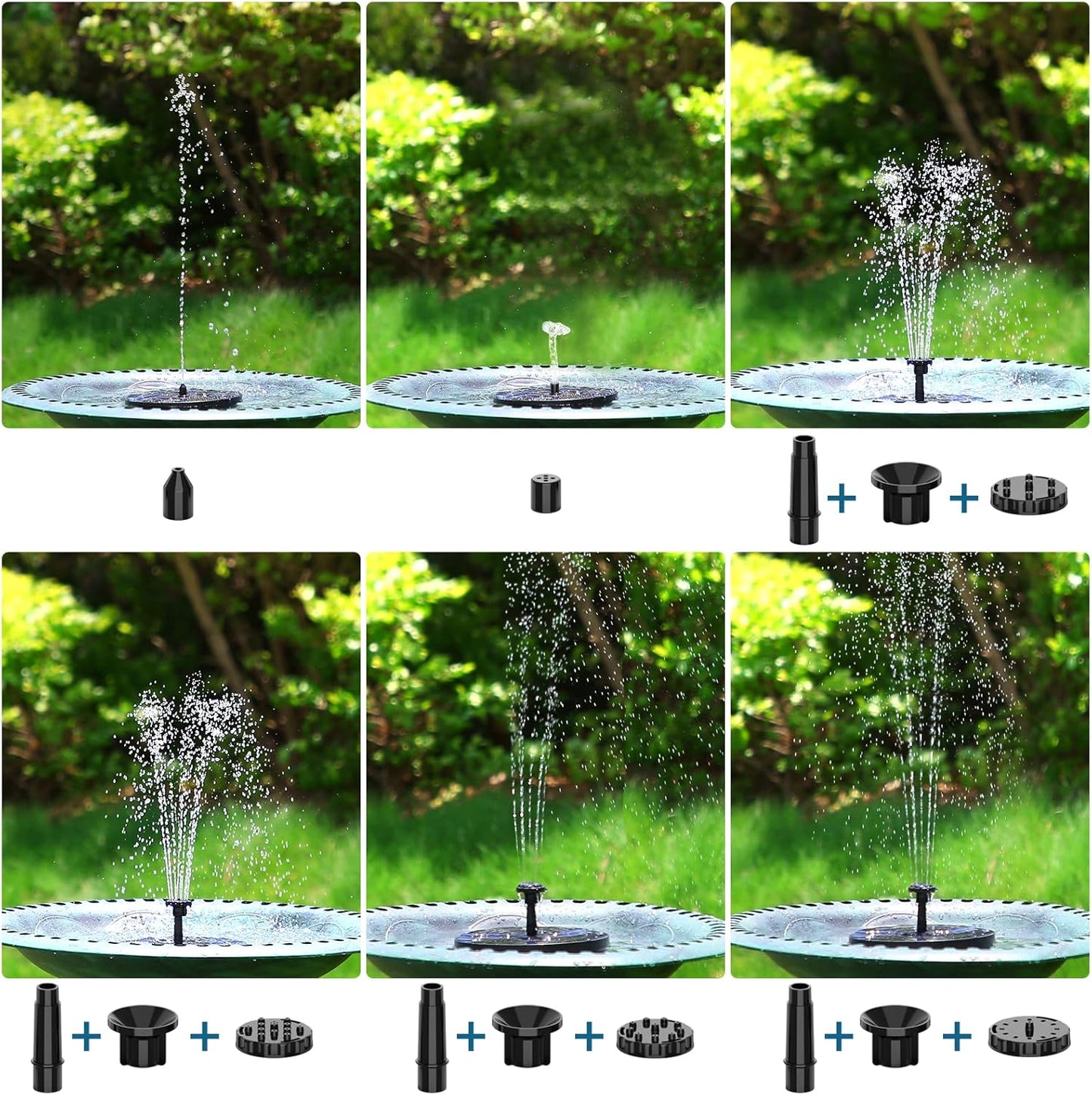 AISITIN Solar Garden Fountain - 3.5W Floating Pump with 6 Nozzles for Bird Bath & Aquarium (1 Piece)