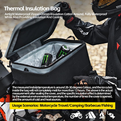 Rhinowalk Waterproof Motorcycle Cooler Tail Bag Top Case– 36L Hard Shell Case + 22L Insulated Insert Bagfor Outdoor Adventures (MFT2302)