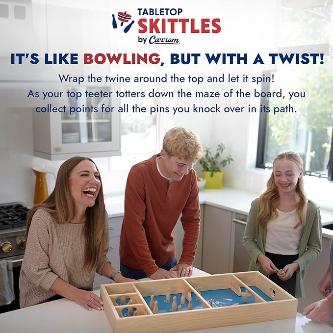 Carrom Skittles Game – Large Board Games for Adults &amp Children – Wooden Family Board Games for Family Night – Indoor and Outdoor Games for Family