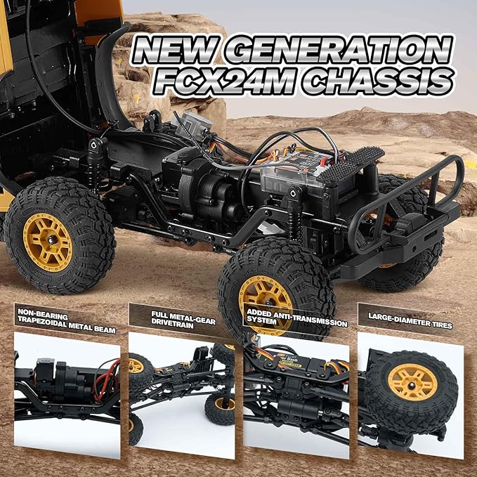 BEEZRC FMS 1/24 RC Crawler RTR FCX24M Land Rover Family Camel Trophy Edition Licensed RC Model 4WD RC Rock Truck 2.4Ghz Hobby Grade RC Car Model Mini Off Road Vehicle with Battery (Defender 90)