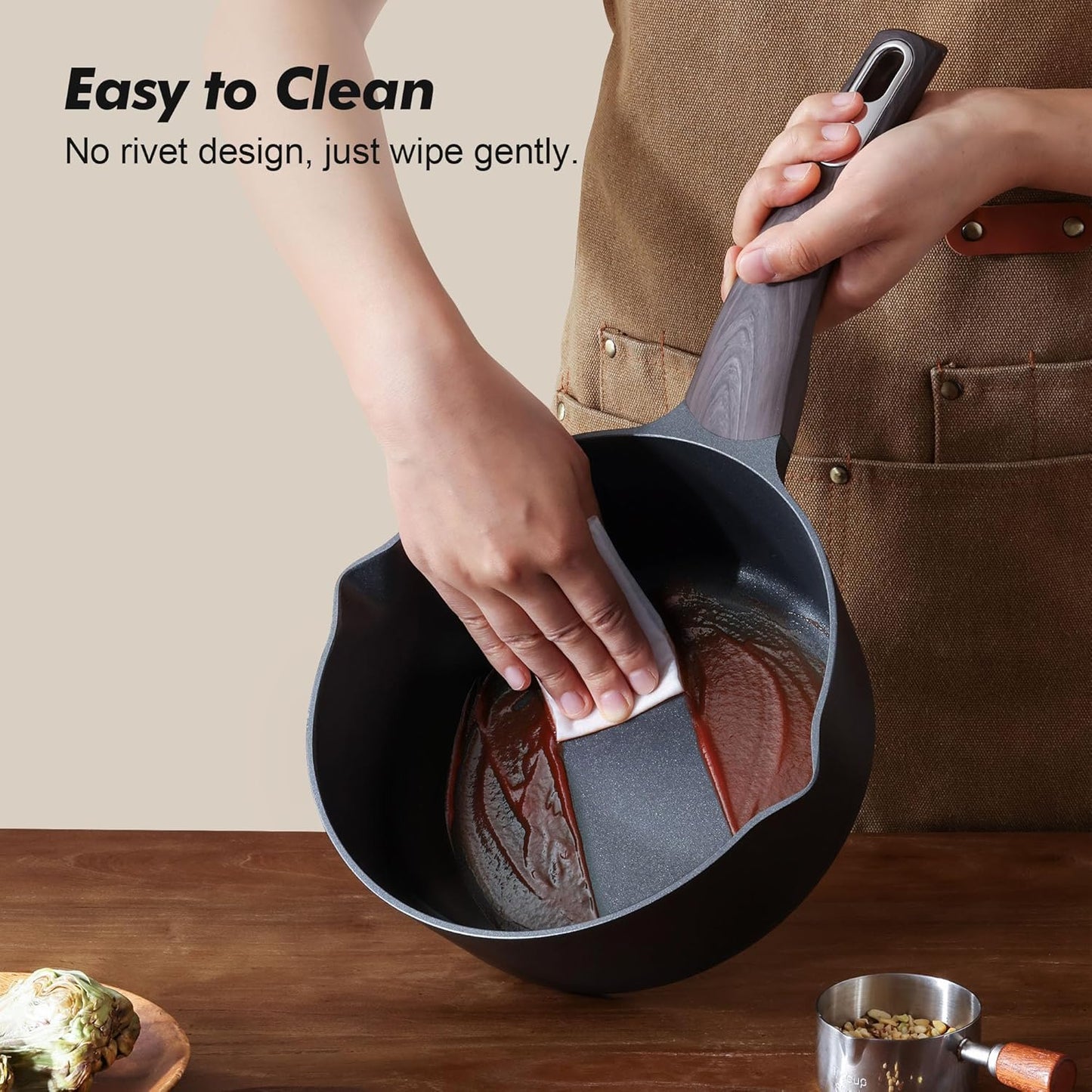 SENSARTE Nonstick Saucepan Set - 2.0 & 3.0 Quart Cooking Pots with Lid | Induction Compatible, Easy to Clean, PFOA Free