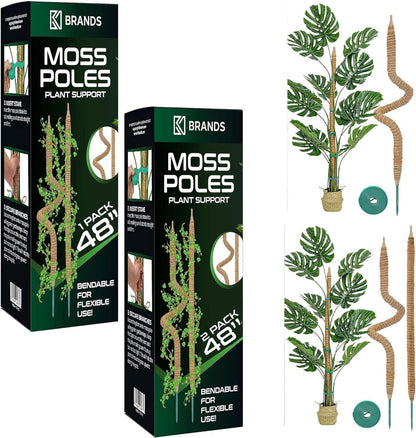 K-Brands 3 Pack Bendable Moss Pole | 48'' Monstera Plant Support for Indoor Climbing Plants