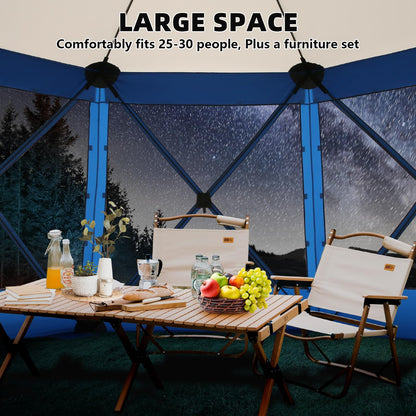 COBIZI Pop Up Gazebo Screen Tent Screen House for Camping, 15x15 Screen Room with Mosquito Netting, Hub Tent Instant Screened Canopy with Carrying Bag and Ground Stakes, Blue