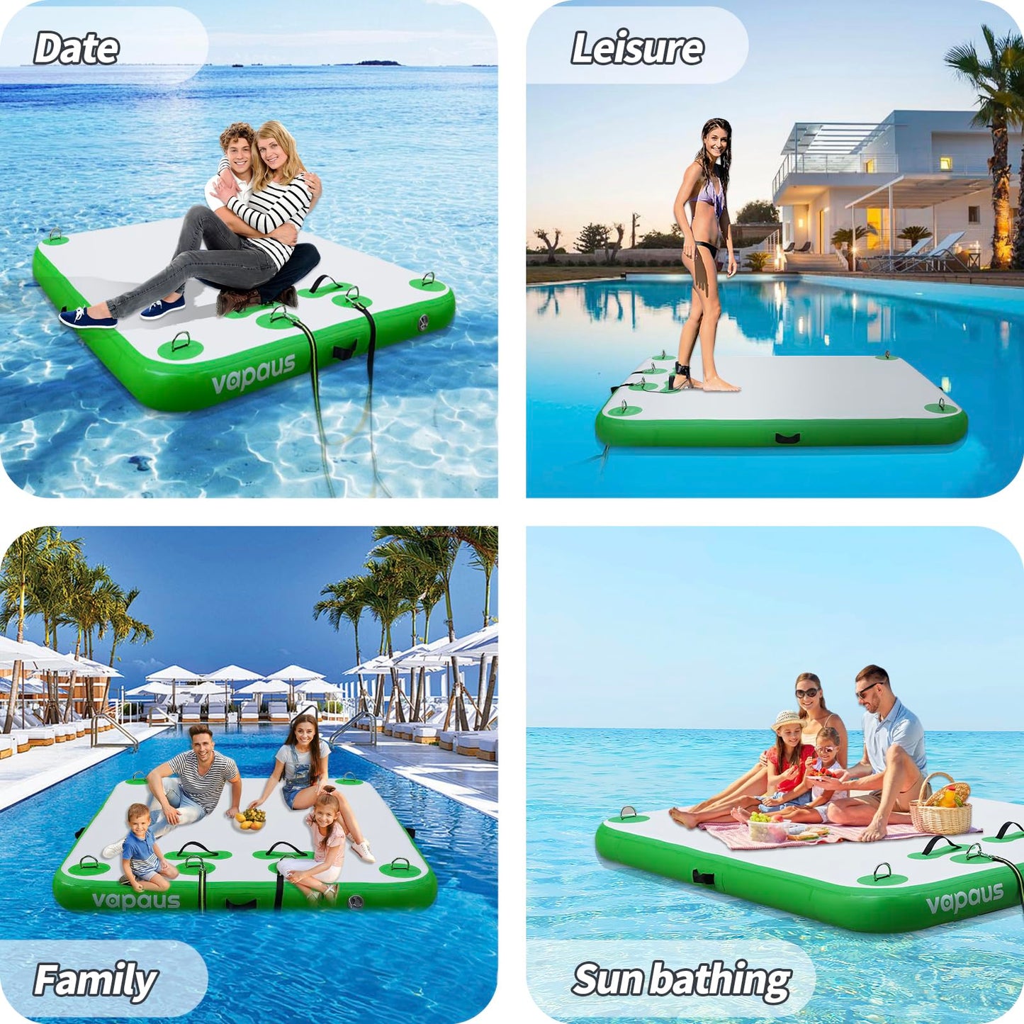vapaus Inflatable Floating Dock with Electric Air Pump Bundle – Versatile Water Platform with Quick Inflation for Outdoor Fun