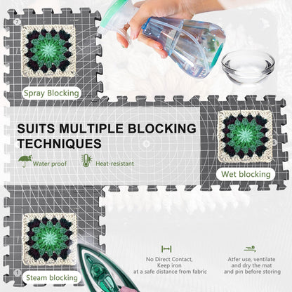 Blocking Mats for Knitting & Crochet: Upgraded Knitting Blocking Mat Double-Sided Design with 150 T-Pins and Storage Bag