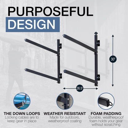 StoreYourBoard G-Kayak Wall Rack – Heavy-Duty Outdoor Kayak Rack for 2 Boats, Adjustable Storage Wall Mount Hanger, Space-Saving Outdoor Storage for Kayak Wall Mount - Holds 200 lbs - Silver